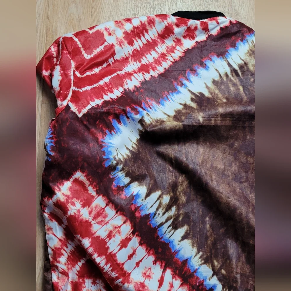 Multicolor Tie-Dye Bomber Jacket Size XL Brown/ Red